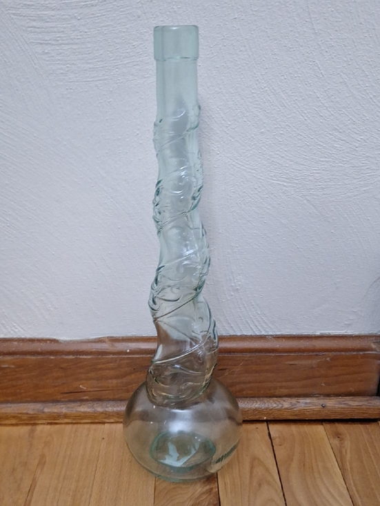 Other - Tall Swirled Clear Glass Vase - Seafoam Tint